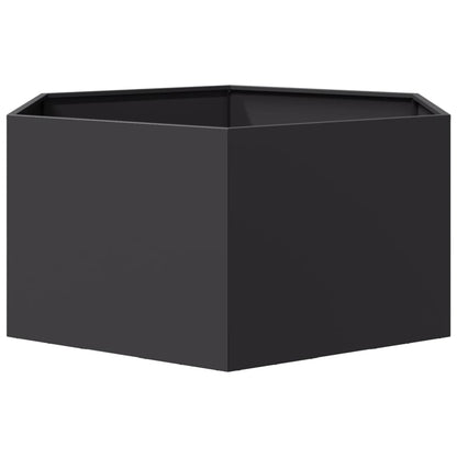 Fioriera da Giardino Nera Esagono 104x90x45 cm in Acciaio - homemem39