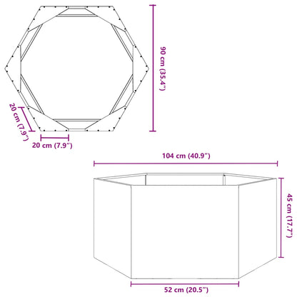 Fioriera da Giardino Nera Esagono 104x90x45 cm in Acciaio - homemem39