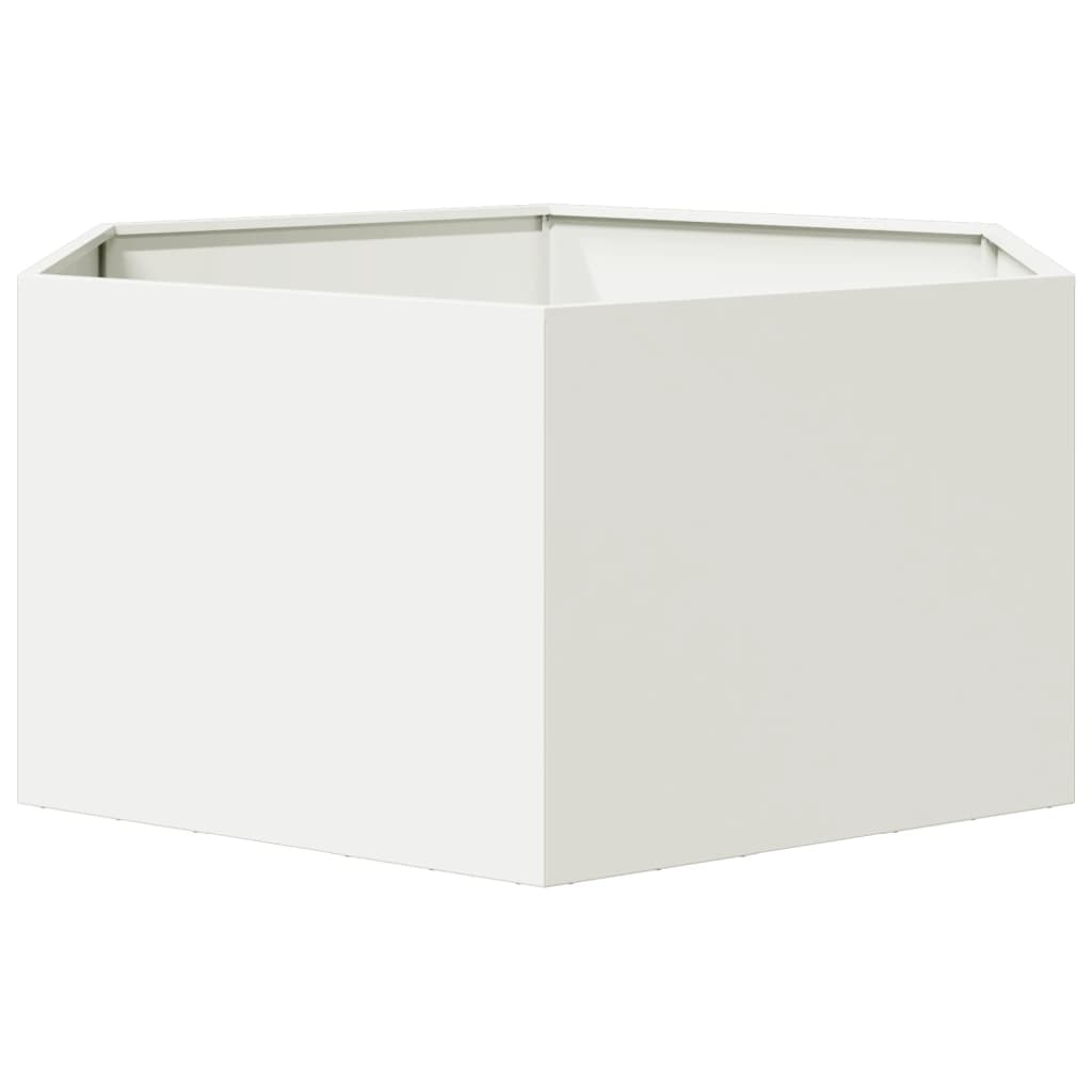Fioriera da Giardino Bianca Esagono 104x90x45 cm in Acciaio | homemem39