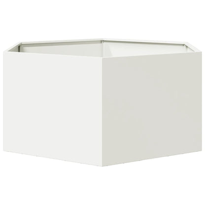 Fioriera da Giardino Bianca Esagono 104x90x45 cm in Acciaio | homemem39