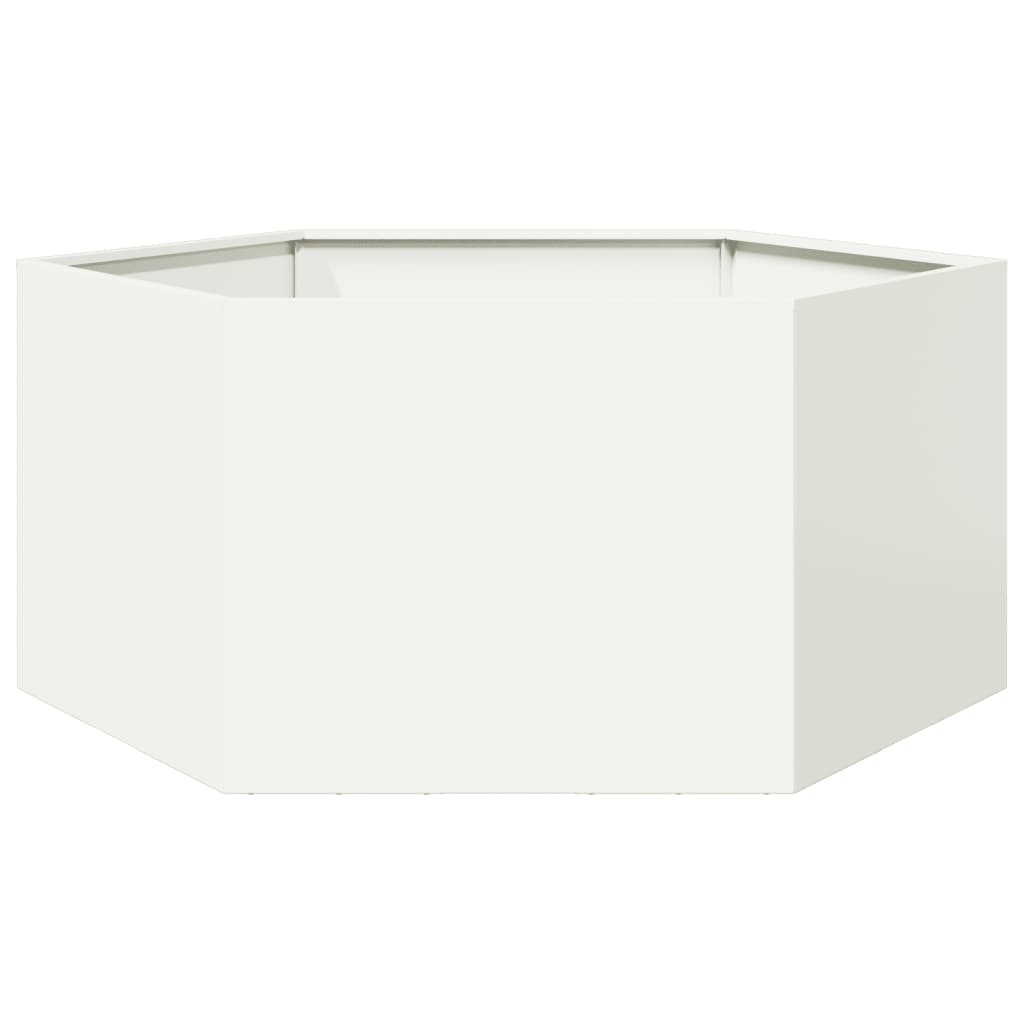 Fioriera da Giardino Bianca Esagono 104x90x45 cm in Acciaio | homemem39