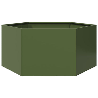 Fioriera da Giardino Verde Oliva Esagono 104x90x45 cm Acciaio - homemem39