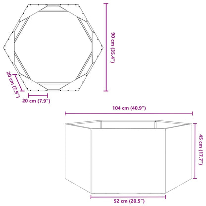 Fioriera da Giardino Verde Oliva Esagono 104x90x45 cm Acciaio - homemem39