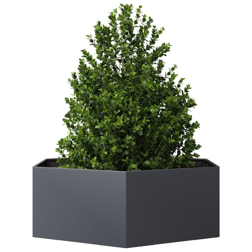 Fioriera da Giardino Antracite Esagono 138x120x45 cm in Acciaio