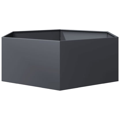 Fioriera da Giardino Antracite Esagono 138x120x45 cm in Acciaio