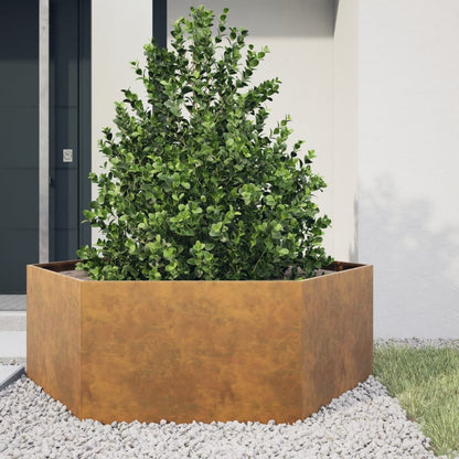 Fioriera da Giardino Esagono 138x120x45 cm in Acciaio Corten - homemem39