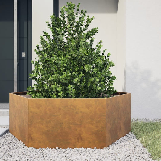 Fioriera da Giardino Esagono 138x120x45 cm in Acciaio Corten - homemem39