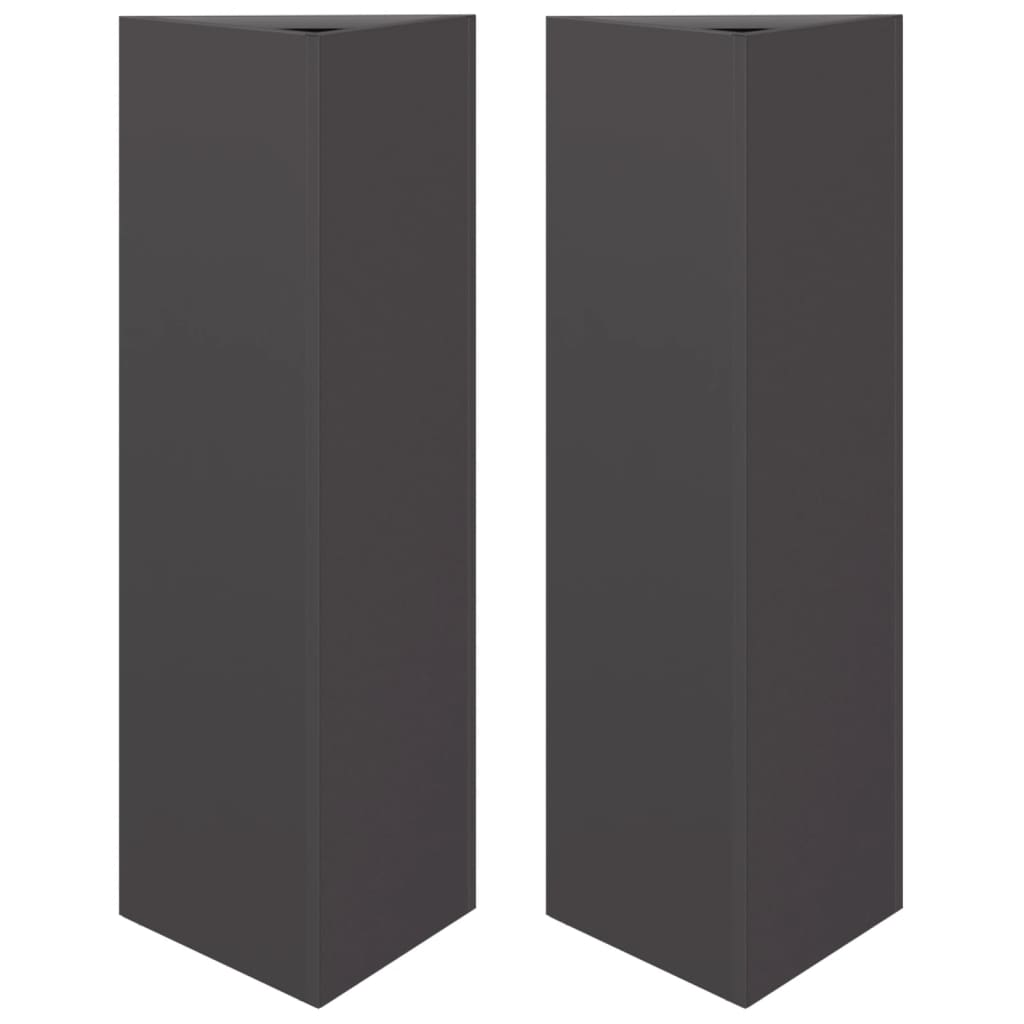 Fioriere da Giardino 2 pz Nere Triangolari 30x26x75 cm Acciaio - homemem39
