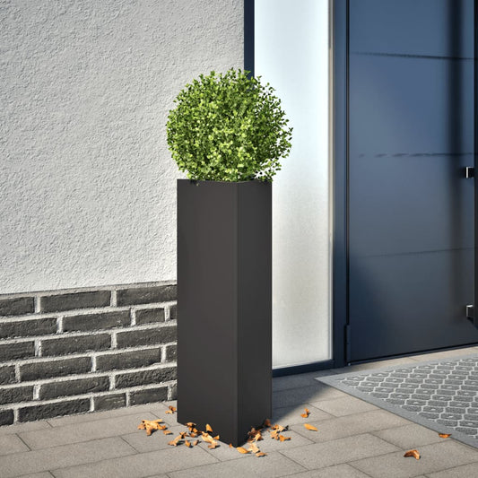 Fioriere da Giardino 2 pz Nere Triangolari 30x26x75 cm Acciaio - homemem39