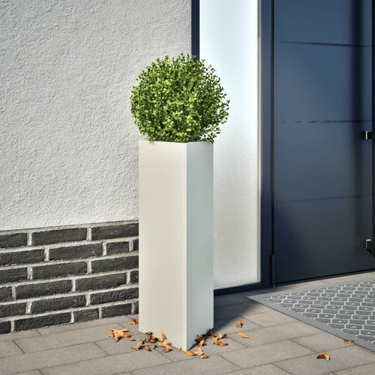Fioriera da Giardino Bianca Triangolare 30x26x75 cm in Acciaio - homemem39
