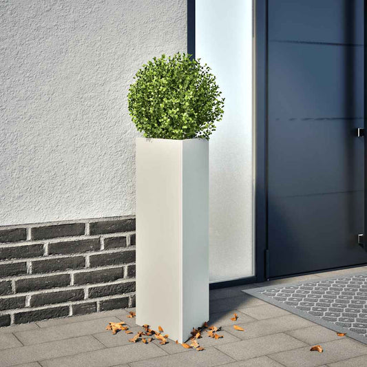 Fioriera da Giardino Bianca Triangolare 30x26x75 cm in Acciaio