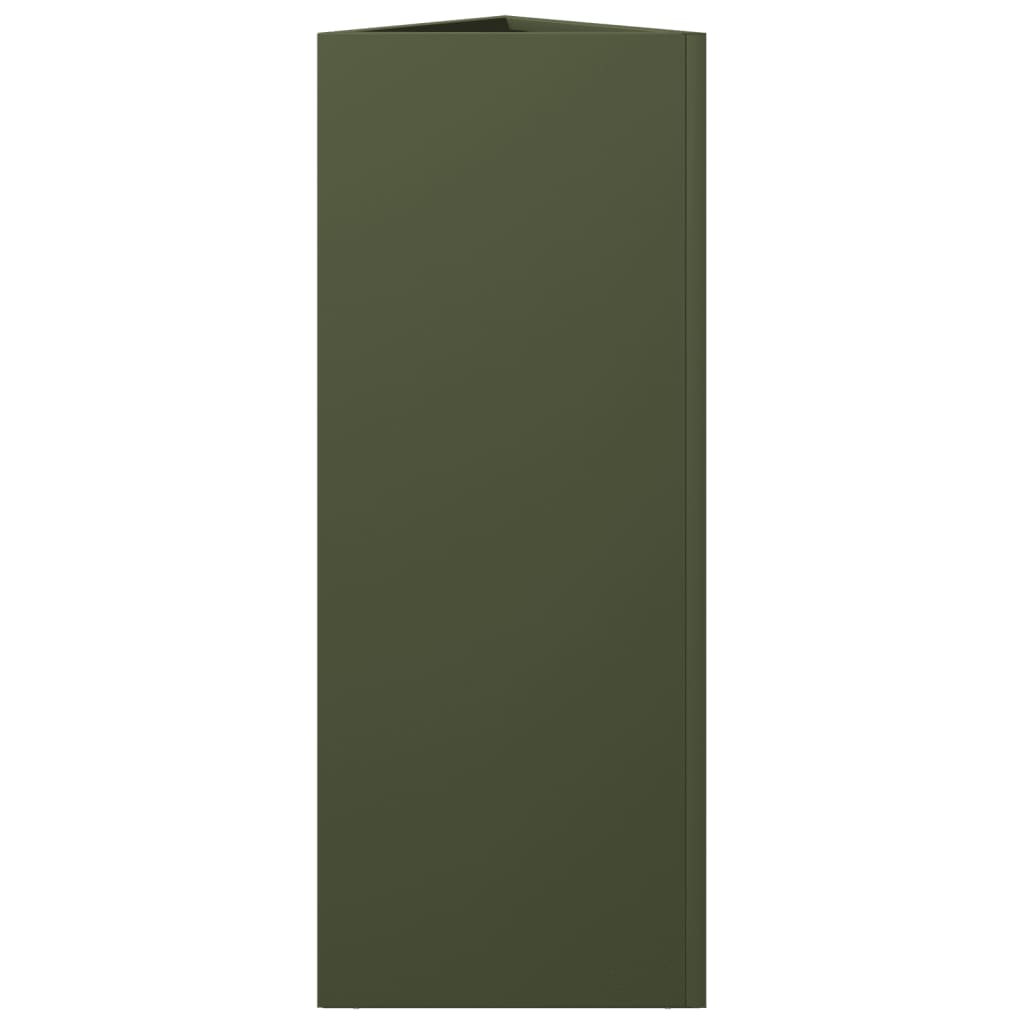 Fioriera da Giardino Verde Oliva Triangolare 30x26x75cm Acciaio