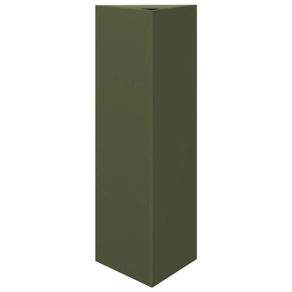 Fioriere 2 pz Verde Oliva Triangolari 30x26x75 cm in Acciaio - homemem39