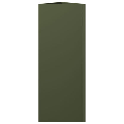 Fioriere 2 pz Verde Oliva Triangolari 30x26x75 cm in Acciaio