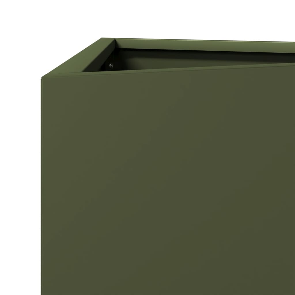 Fioriere 2 pz Verde Oliva Triangolari 30x26x75 cm in Acciaio - homemem39