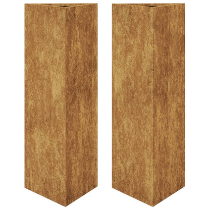 Fioriere da Giardino 2 pz Triangolari 30x26x75cm Acciaio Corten