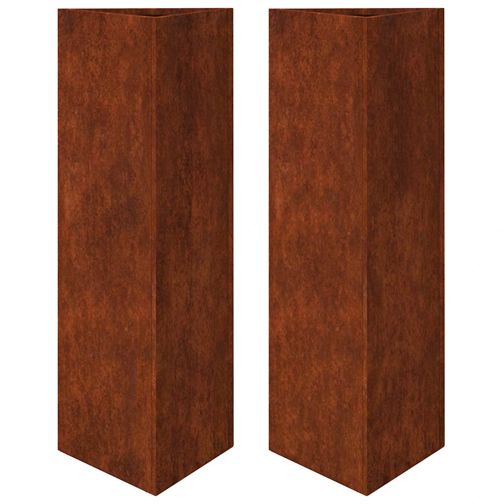 Fioriere da Giardino 2 pz Triangolari Acciaio Corten