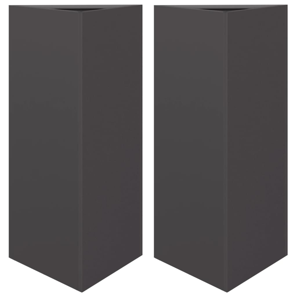 Fioriere da Giardino 2 pz Nere Triangolari 40x34,5x70cm Acciaio - homemem39