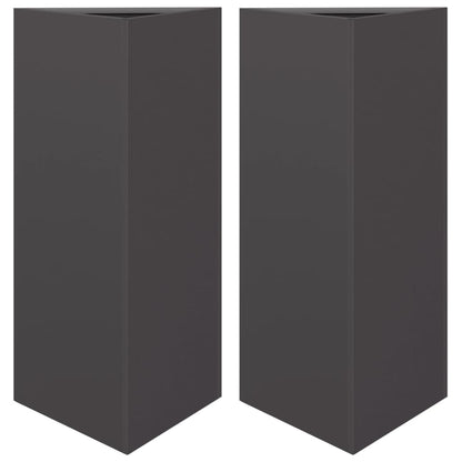 Fioriere da Giardino 2 pz Nere Triangolari 40x34,5x70cm Acciaio - homemem39