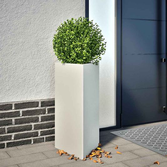 Fioriere 2 pz Bianche Triangolari 40x34,5x75 cm in Acciaio