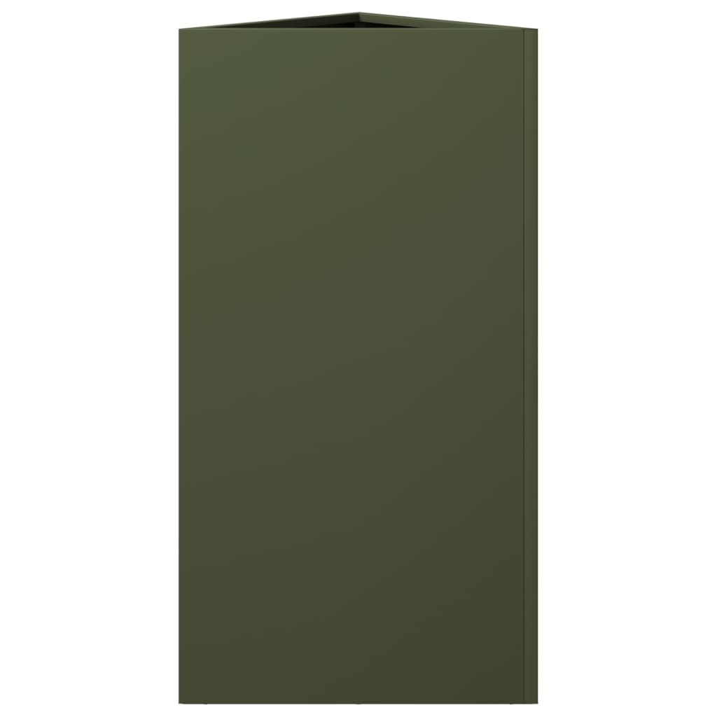 Fioriere 2 pz Verde Oliva Triangolari 40x34,5x70 cm in Acciaio