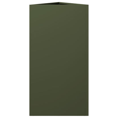 Fioriere 2 pz Verde Oliva Triangolari 40x34,5x70 cm in Acciaio
