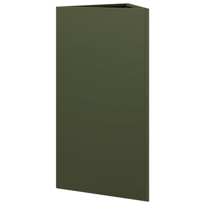 Fioriere 2 pz Verde Oliva Triangolari 40x34,5x70 cm in Acciaio
