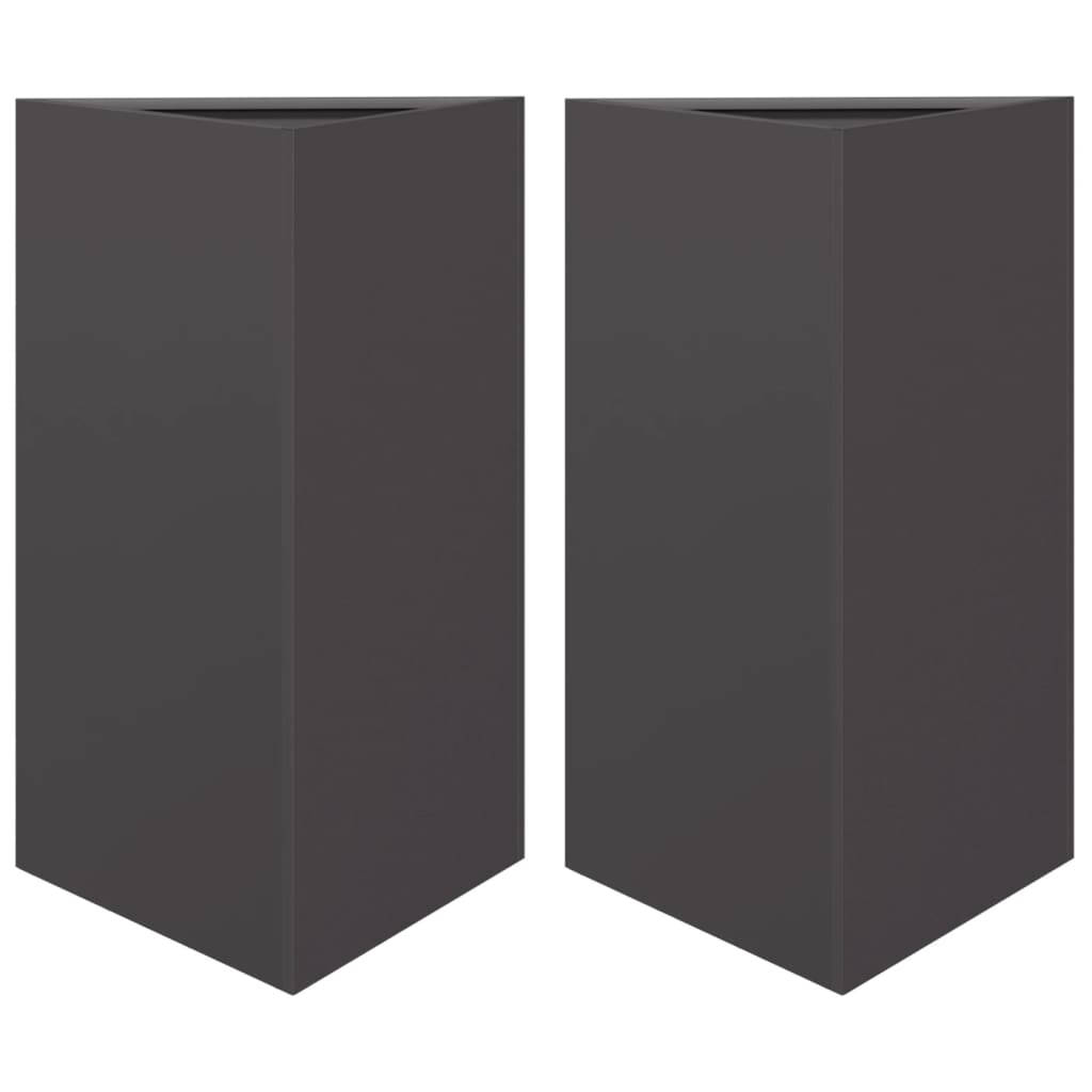 Fioriere da Giardino 2 pz Nere Triangolari 50x43x75 cm Acciaio - homemem39