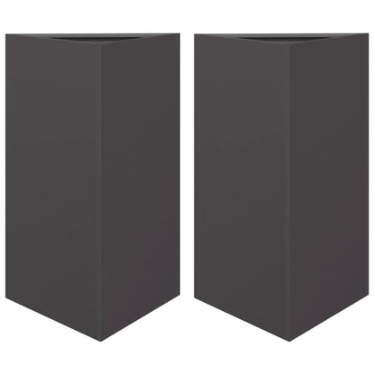Fioriere da Giardino 2 pz Nere Triangolari 50x43x75 cm Acciaio - homemem39