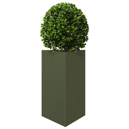 Fioriera da Giardino Verde Oliva Triangolare 50x43x75cm Acciaio | homemem39