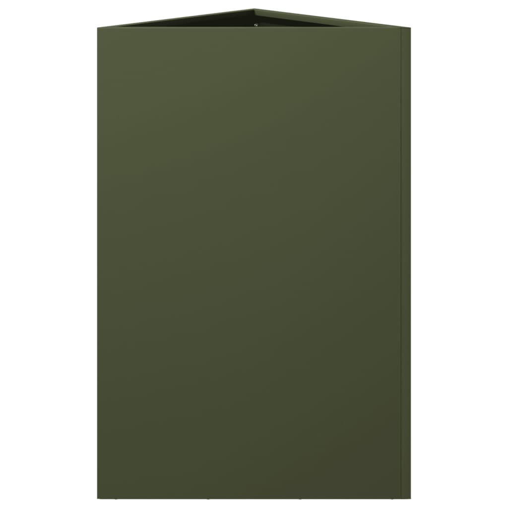 Fioriera da Giardino Verde Oliva Triangolare 50x43x75cm Acciaio | homemem39