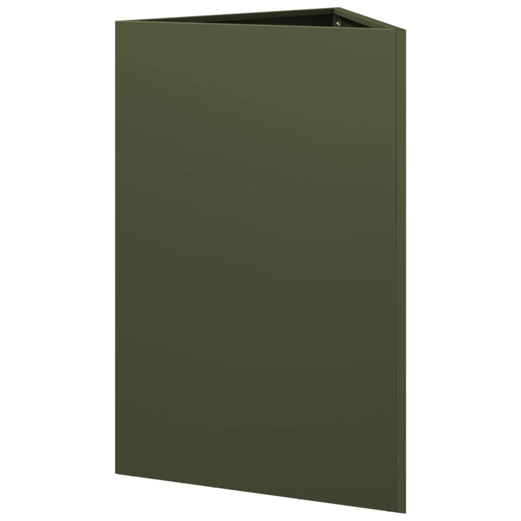 Fioriera da Giardino Verde Oliva Triangolare 50x43x75cm Acciaio | homemem39