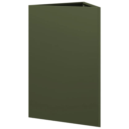 Fioriera da Giardino Verde Oliva Triangolare 50x43x75cm Acciaio | homemem39