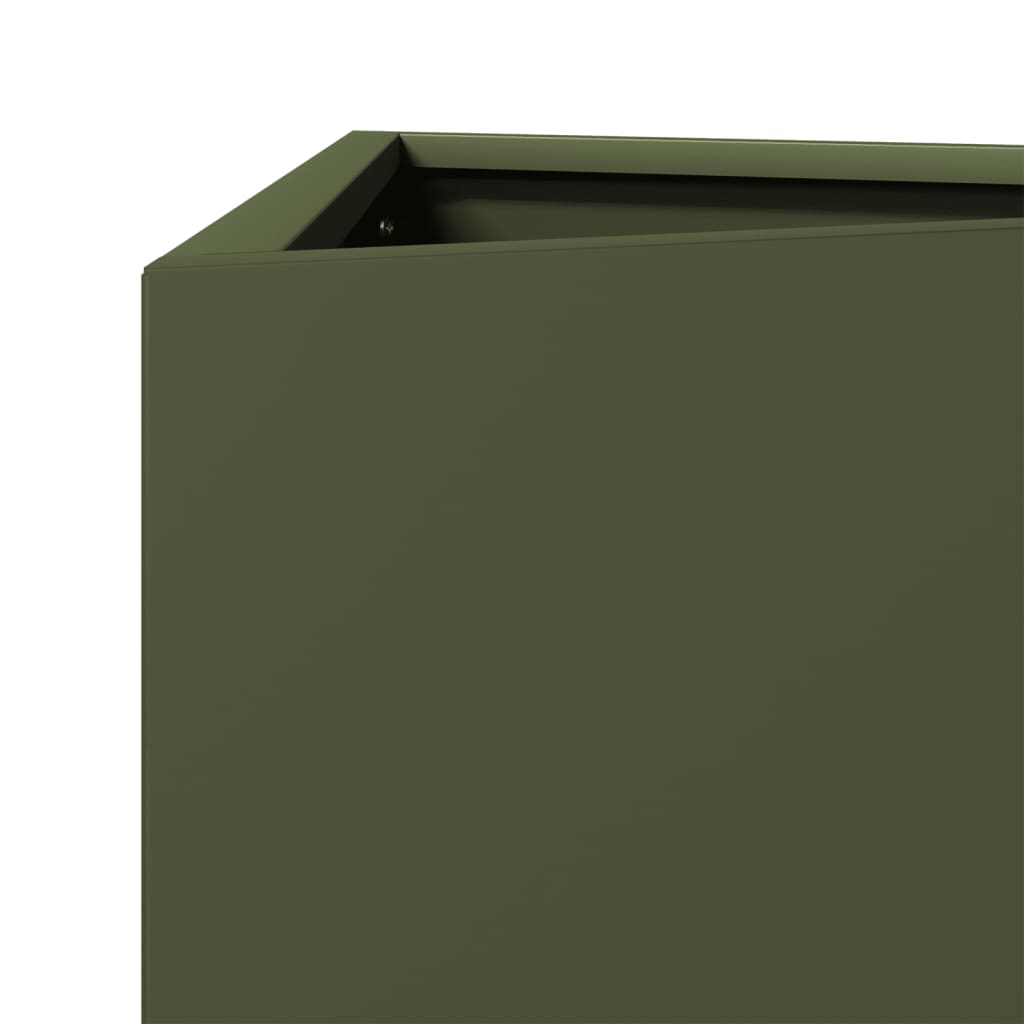 Fioriera da Giardino Verde Oliva Triangolare 50x43x75cm Acciaio | homemem39