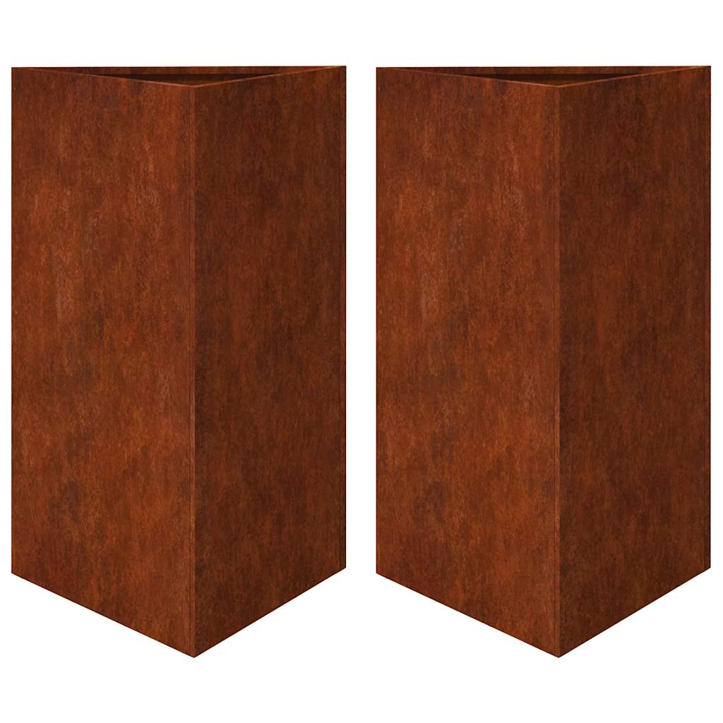 Fioriere da Giardino 2 pz Triangolari Acciaio Corten