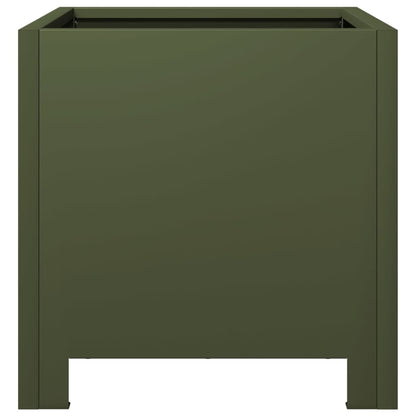 Fioriere da Giardino 2 pz Verde Oliva 30x30x30 cm in Acciaio