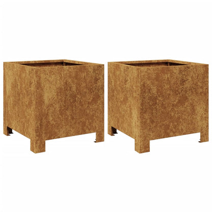 Fioriere da Giardino 2 pz 30x30x30 cm in Acciaio Corten