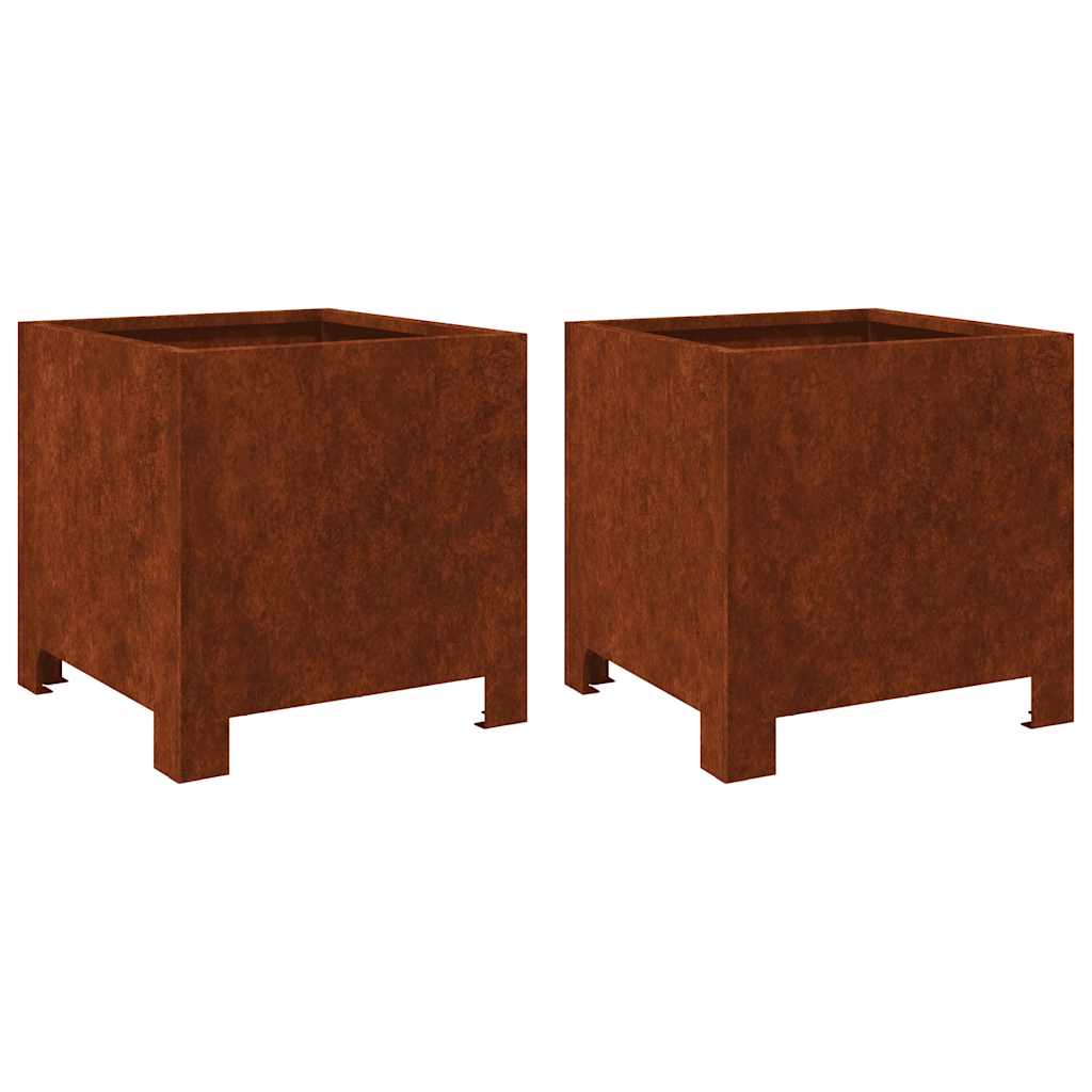 Fioriere da Giardino 2 pz in Acciaio Corten