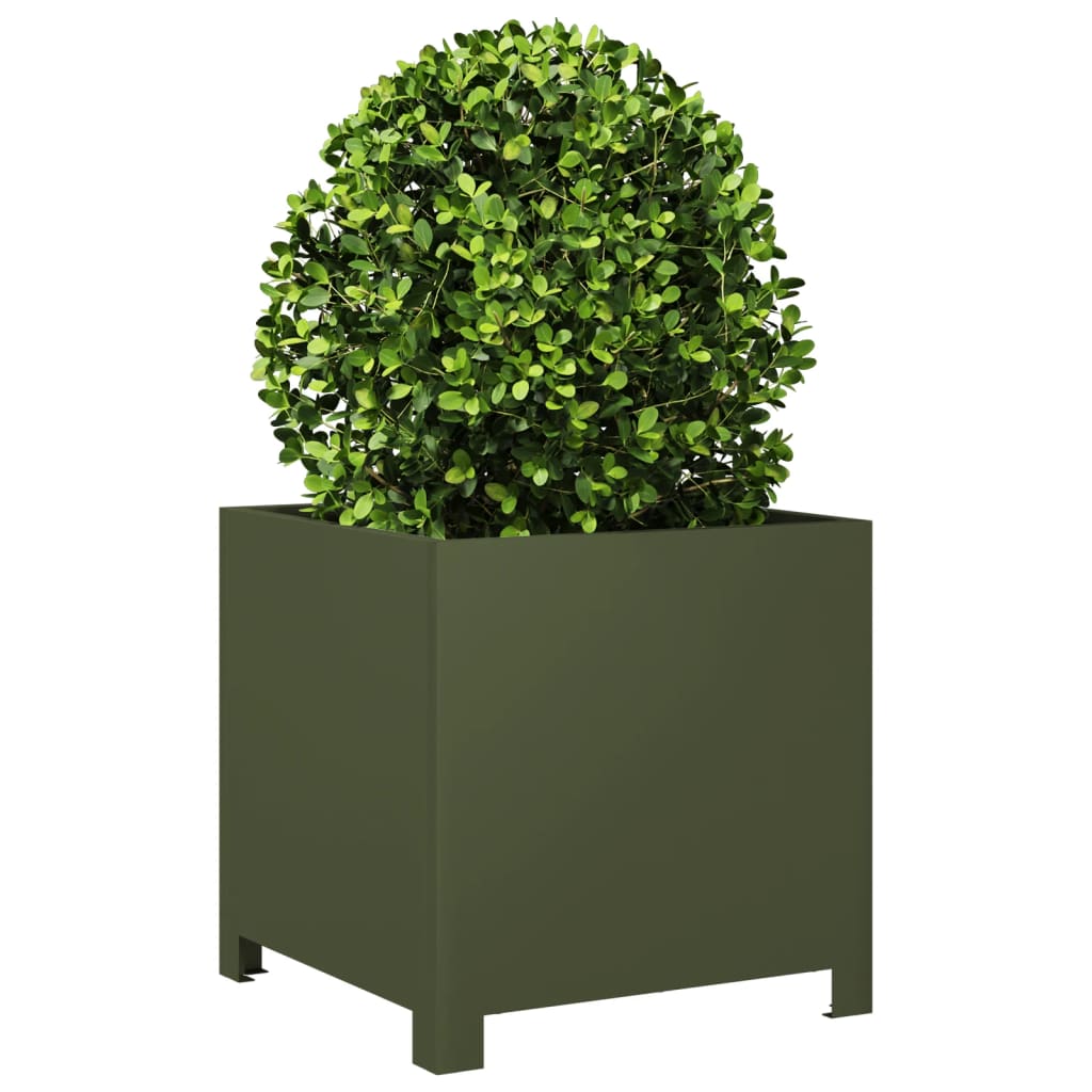 Fioriera da Giardino Verde Oliva 40x40x40 cm in Acciaio - homemem39
