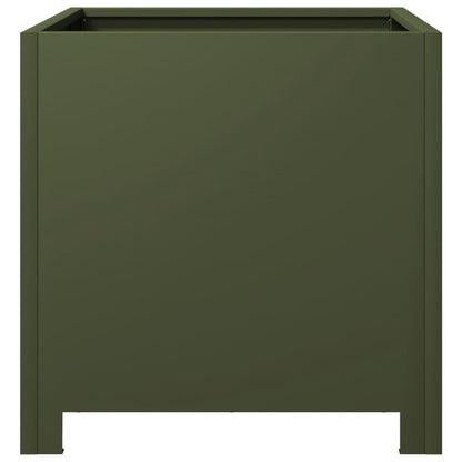 Fioriere da Giardino 2 pz Verde Oliva 40x40x40 cm in Acciaio