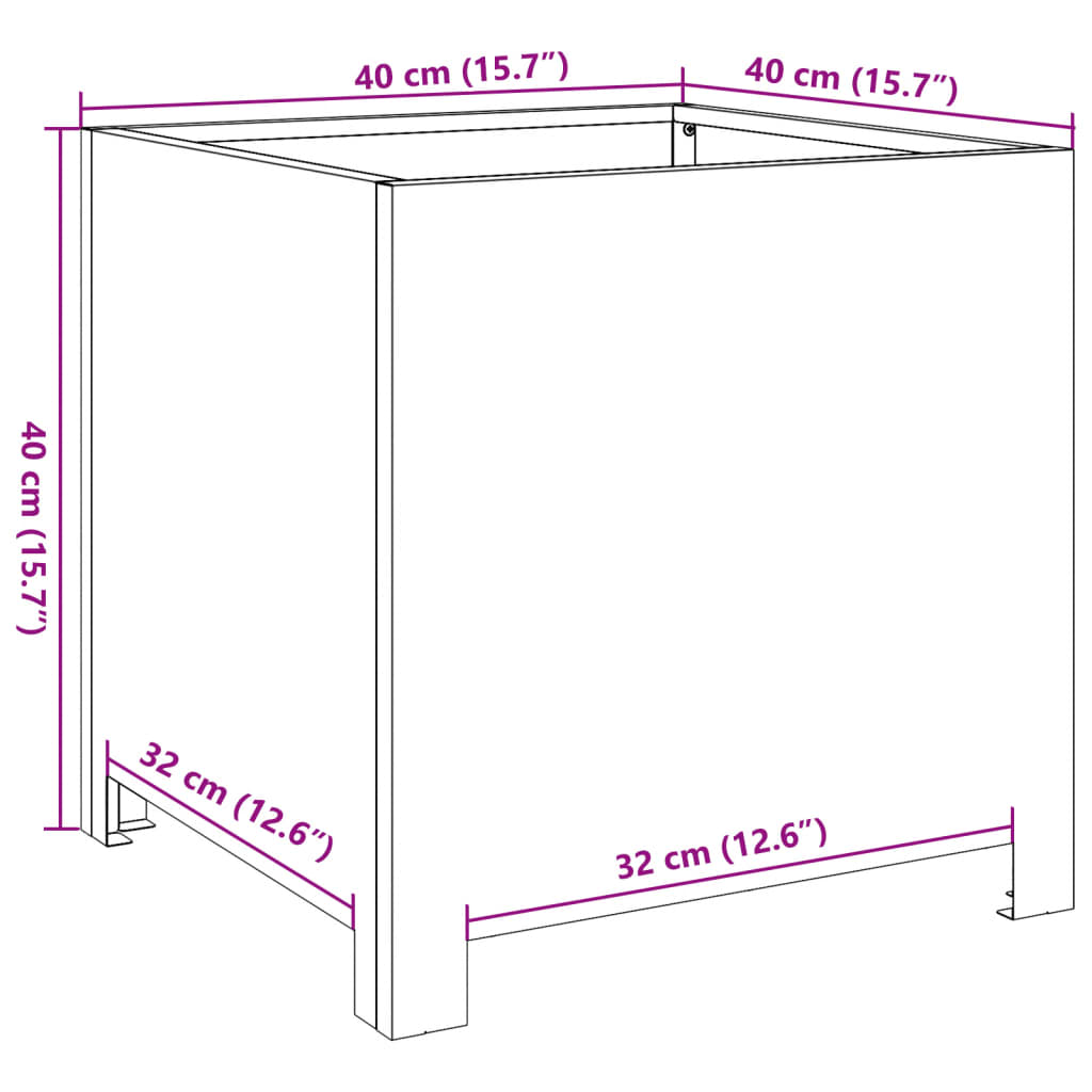 Fioriera da Giardino 40x40x40 cm in Acciaio Inox - homemem39