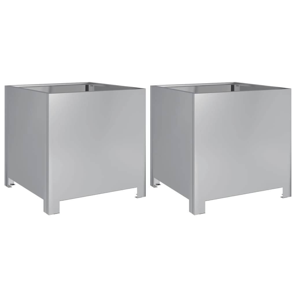 Fioriere da Giardino 2 pz 40x40x40 cm in Acciaio Zincato - homemem39