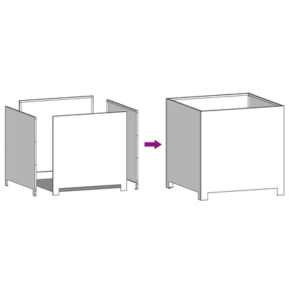 Fioriera da Giardino Nera 50x50x50 cm in Acciaio - homemem39