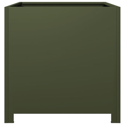 Fioriera da Giardino Verde Oliva 50x50x50 cm in Acciaio - homemem39