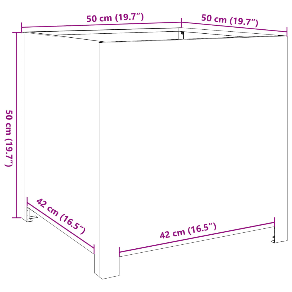 Fioriera da Giardino 50x50x50 cm in Acciaio Inox - homemem39