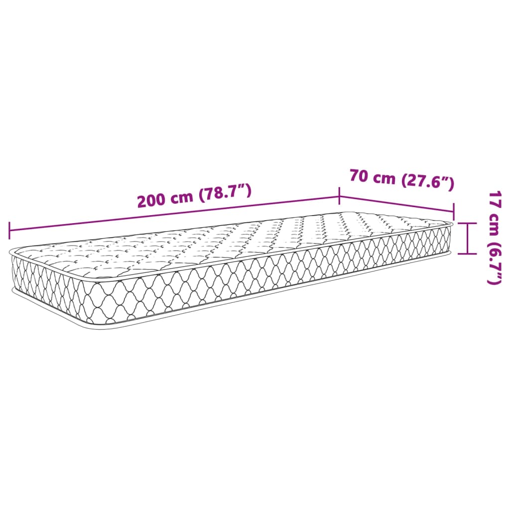 Materasso Viscoelastico Bianco 70x200x17 cm - homemem39