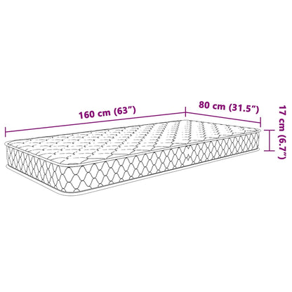 Materasso Viscoelastico Bianco 80x160x17 cm Morbido - homemem39