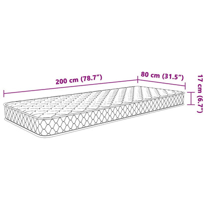 Materasso Viscoelastico Bianco 80x200x17 cm Morbido - homemem39