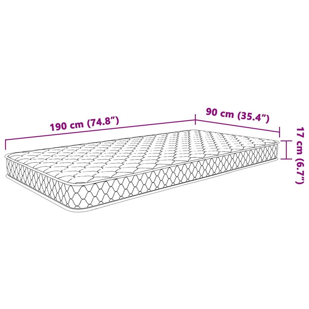 Materasso Viscoelastico Bianco 90x190x17 cm Morbido - homemem39