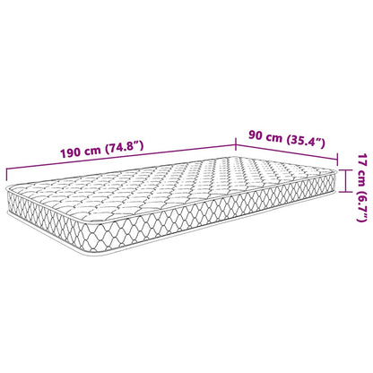 Materasso Viscoelastico Bianco 90x190x17 cm Morbido - homemem39